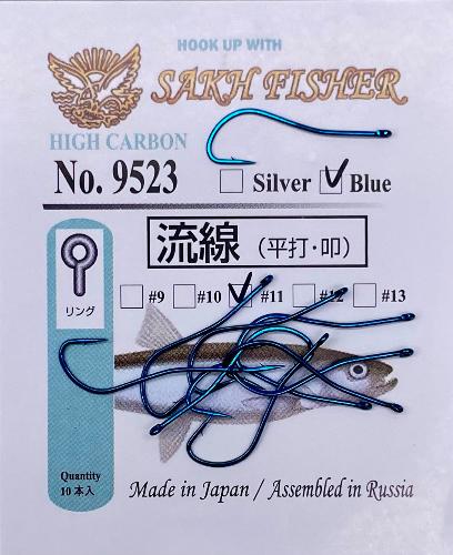 Картинка Крючки SakhFisher 9523 light blue №11 (6 мм) 10 шт. Япония от магазина Главный Рыболовный