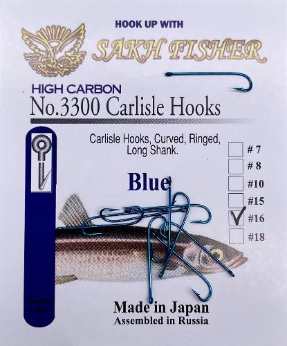 Картинка Крючки SakhFisher 3300 light blue №16 (3 мм) 10 шт. Япония от магазина Главный Рыболовный