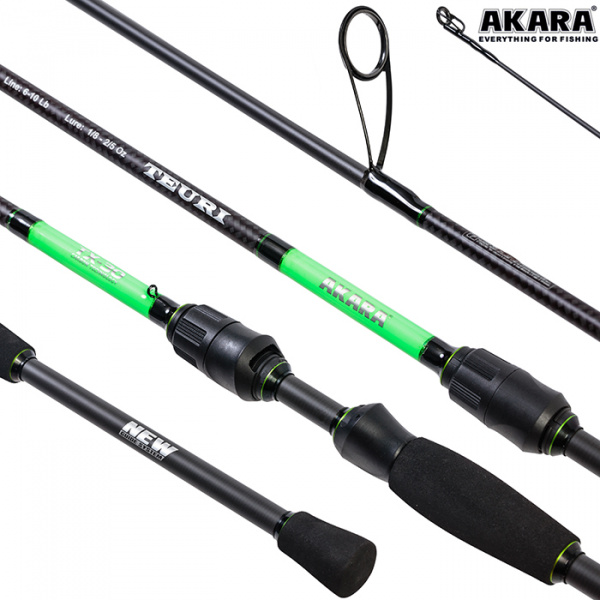 Картинка Спиннинг штекерный угольный 2 колена Akara Teuri LS662 TX-30 1,98 м, 3,5-12 г от магазина Главный Рыболовный