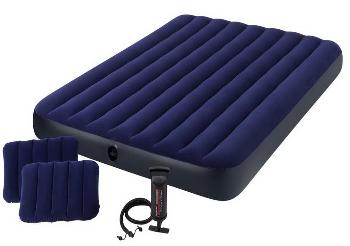 Матрас кемпинговый Intex, флок, 2 подушки, механический насос 152x203x25 см (64765)