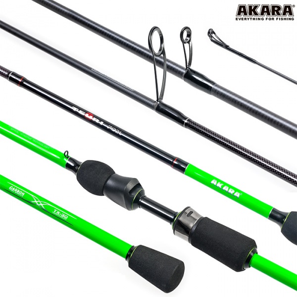 Картинка Спиннинг штекерный угольный 2 колена Akara Teuri LS762 TX-30 2,3 м, 3,5-12 г от магазина Главный Рыболовный