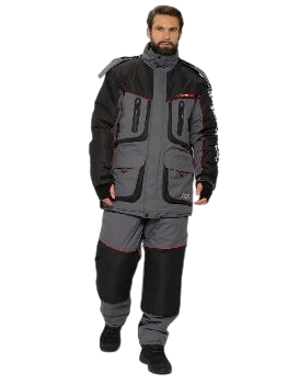 Костюм зимний Huntsman "Siberia LUX", Breathable, серый/черный (44-46/182-188)