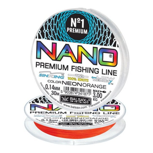 Картинка Леска BALSAX "Nano Neon Orange" 50м 0,35 (15,00кг) от магазина Главный Рыболовный