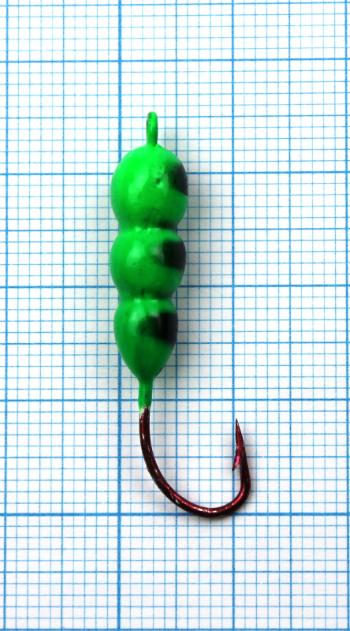 Мормышка Jpfishing Maggot DD №4 (1шт, 4.7г., green/black dots)
