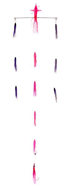 Оснастка для тунца, лакедры Higashi 18 Righ Direction Flock fish 9 Squid, Combo 1, pink tiger/purple