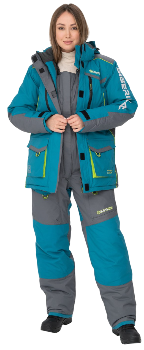 Костюм зимний женский Huntsman "Siberia Lady", Breathable, бирюзовый/серый (56-58/170-176)