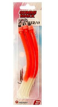 Крючок оснащенный кембриком Higashi Gummi Makk №12/0, 01 Red (3 шт.)