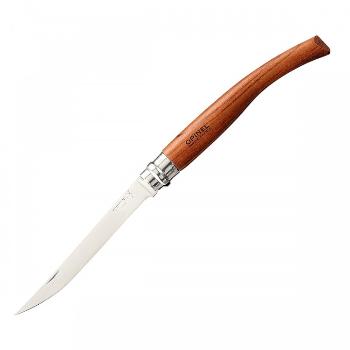 Картинка Нож складной филейный Opinel №12 VRI Folding Slim Bubinga (нерж. сталь/бубинга, длина клинка 12 см) от магазина Главный Рыболовный