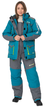 Костюм зимний женский Huntsman "Siberia Lady", Breathable, бирюзовый/серый (48-50/158-164)