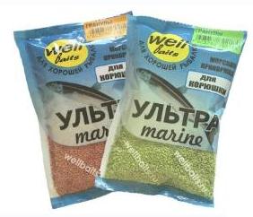 Картинка Прикормка Well Baits Ультрамарин Корюшка 250 г (сухая, красная с мерной ложкой, криль) от магазина Главный Рыболовный