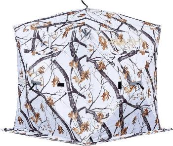 Картинка Палатка зимняя Higashi Winter Camo Comfort Solo, стеклокомпозитный каркас, зимний камуфляж от магазина Главный Рыболовный