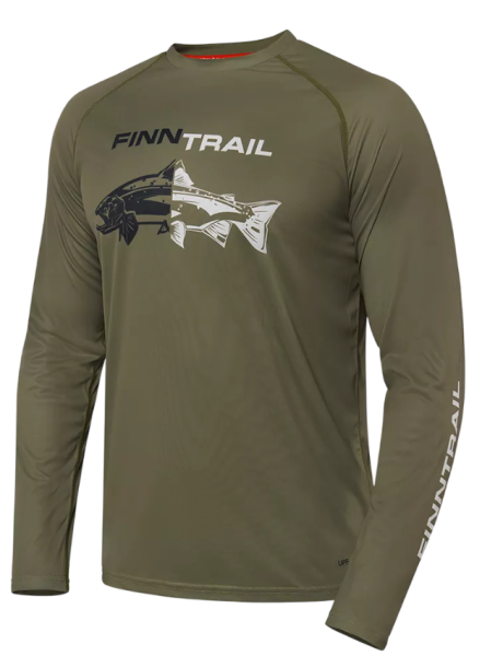Картинка Лонгслив Finntrail Wave Fish Khaki (M) от магазина Главный Рыболовный
