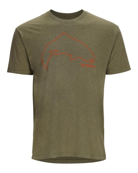 Картинка Футболка Simms Trout Outline T-Shirt, Military Heather, (S) от магазина Главный Рыболовный