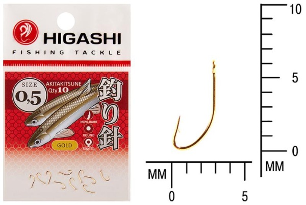 Картинка Крючок Higashi Akitakitsune ringed №0,5 Gold от магазина Главный Рыболовный