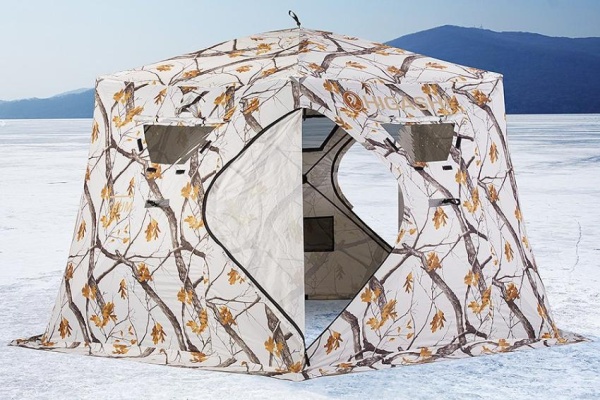 Картинка Палатка зимняя Higashi Winter Camo Chum, стеклокомпозитный каркас, зимний камуфляж от магазина Главный Рыболовный
