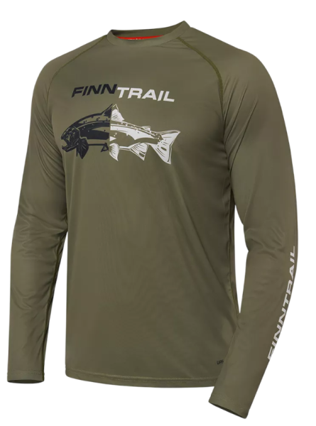 Картинка Лонгслив Finntrail Wave Fish Khaki (S) от магазина Главный Рыболовный