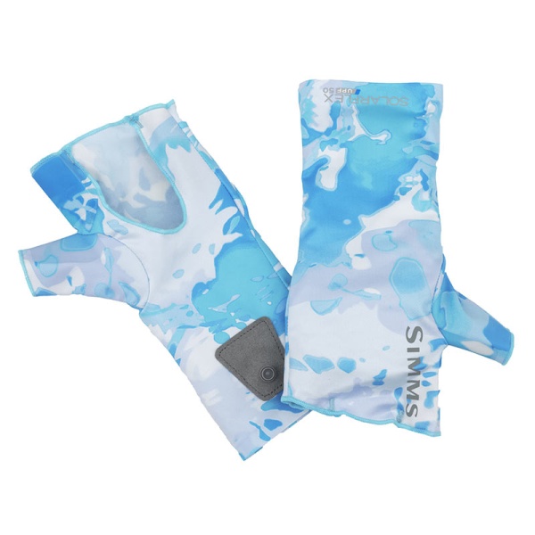 Картинка Перчатки Simms Solarflex No-Finger SunGlove, Cloud Camo Blue, (S/M) от магазина Главный Рыболовный